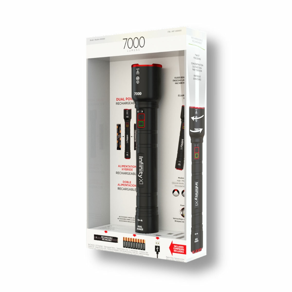 Infinity X1 Rechargeable Dual Power Flashlight 7000 Lumen