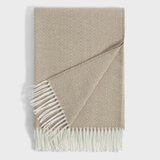 Osprey London Taupe Herringbone Fringed Throw, 140 x 190 cm