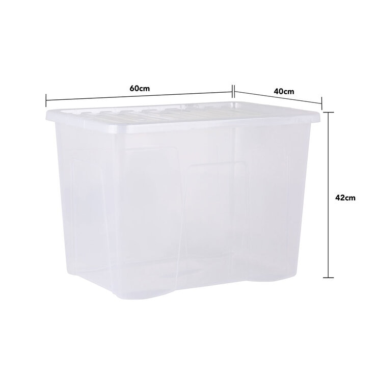 Wham 80L Crystal Clear Plastic Box and Lid - 3 Pack