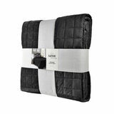 Safdie Crushed Velvet Black Throw , 234 x 244 cm