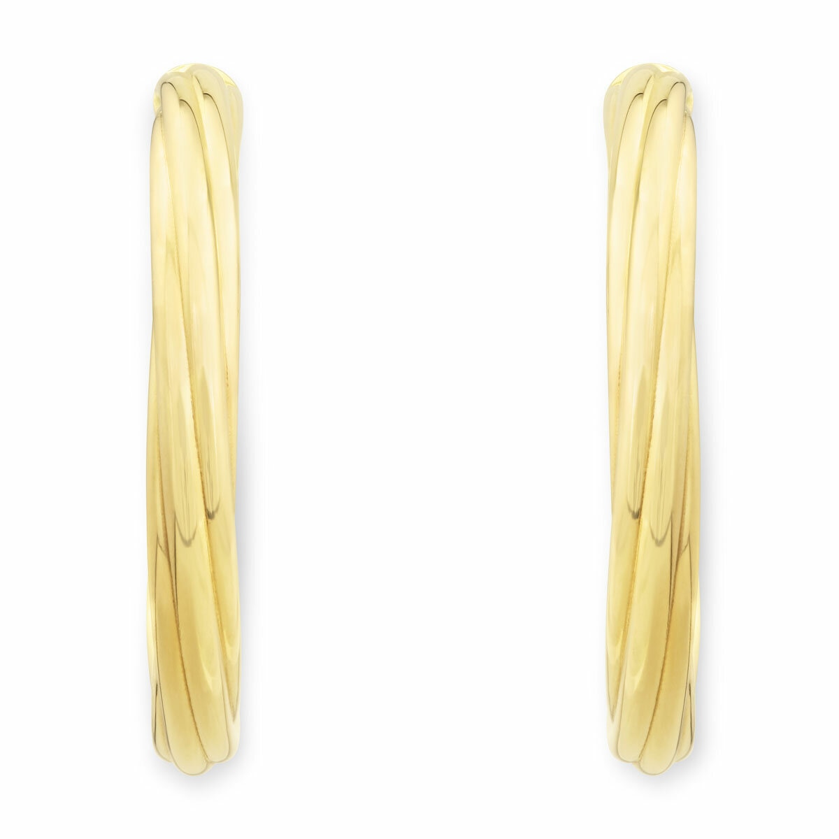 14ct Yellow Gold Textured Hoop Earrings