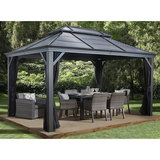 Sojag Mykonos 12ft x 12ft (3.65 x 3.65m) Sun Shelter with Galvanised Steel Double Roof + Insect Netting