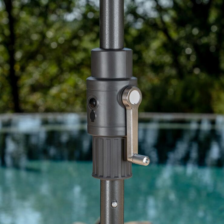 SunVilla 10ft Aluminium AutoTilt 56 LED Umbrella in Pebble Costco UK