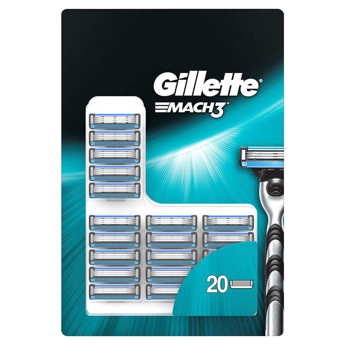 Gillette Mach3 Manual Razor Blades, 20 Pack