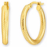 14ct Yellow Gold Textured Oval Hoop Earrings 14ct Yellow Gold Textured Oval Hoop Earrings