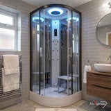 Insignia Diamond 1000mm Quadrant Steam Shower with Black Frame