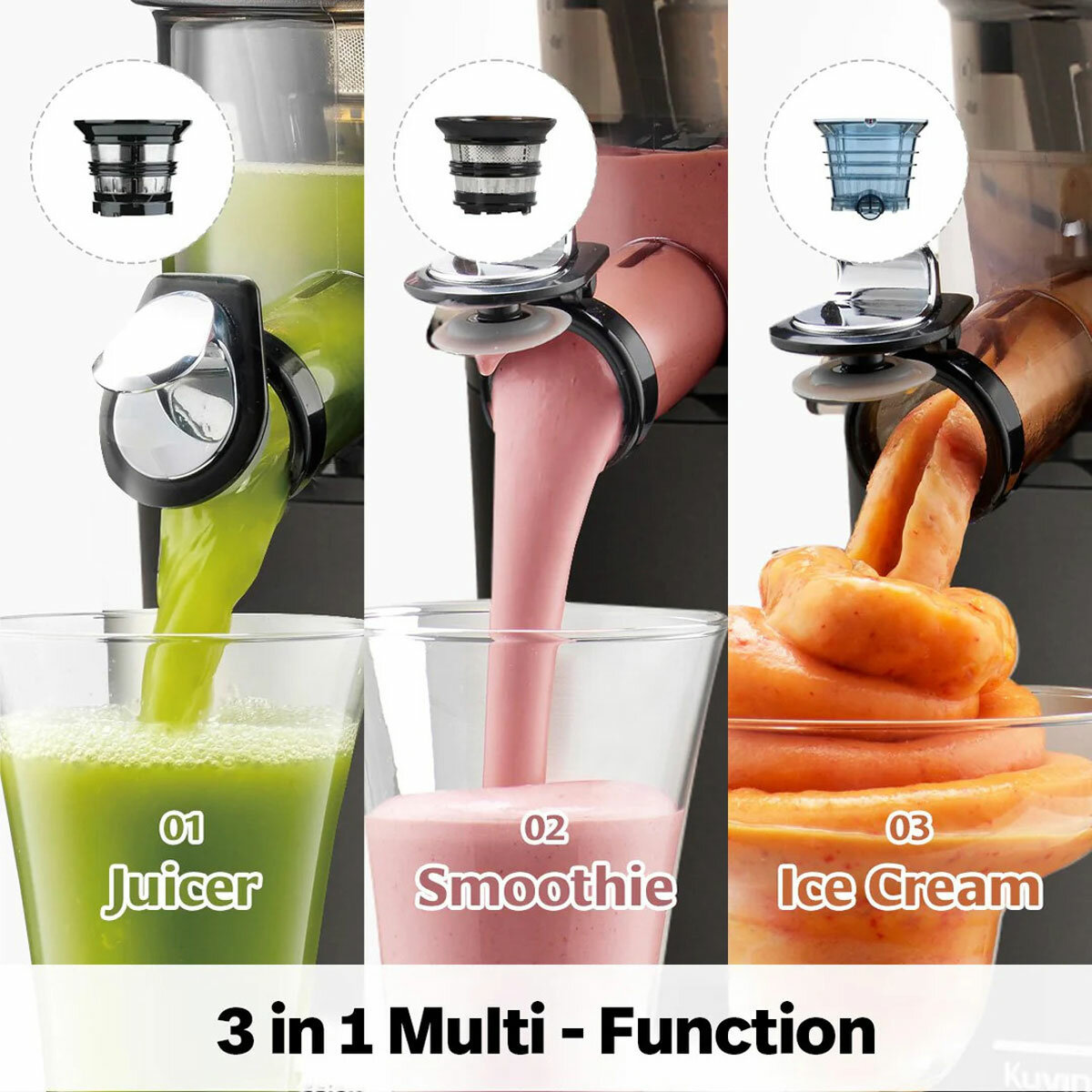 Lifestyle image of AUTO10S Juicer making juice, smoothie and ice cream