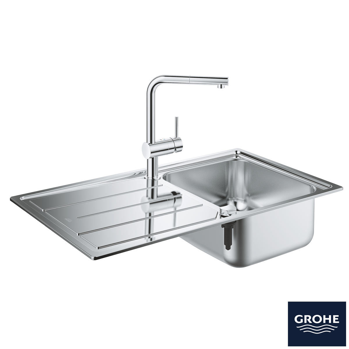 Grohe K500 Stainless Steel Kitchen Sink And Minta Single Lever Mixer Tap Bundle In Chrome Model 31573sd0 Costco Uk