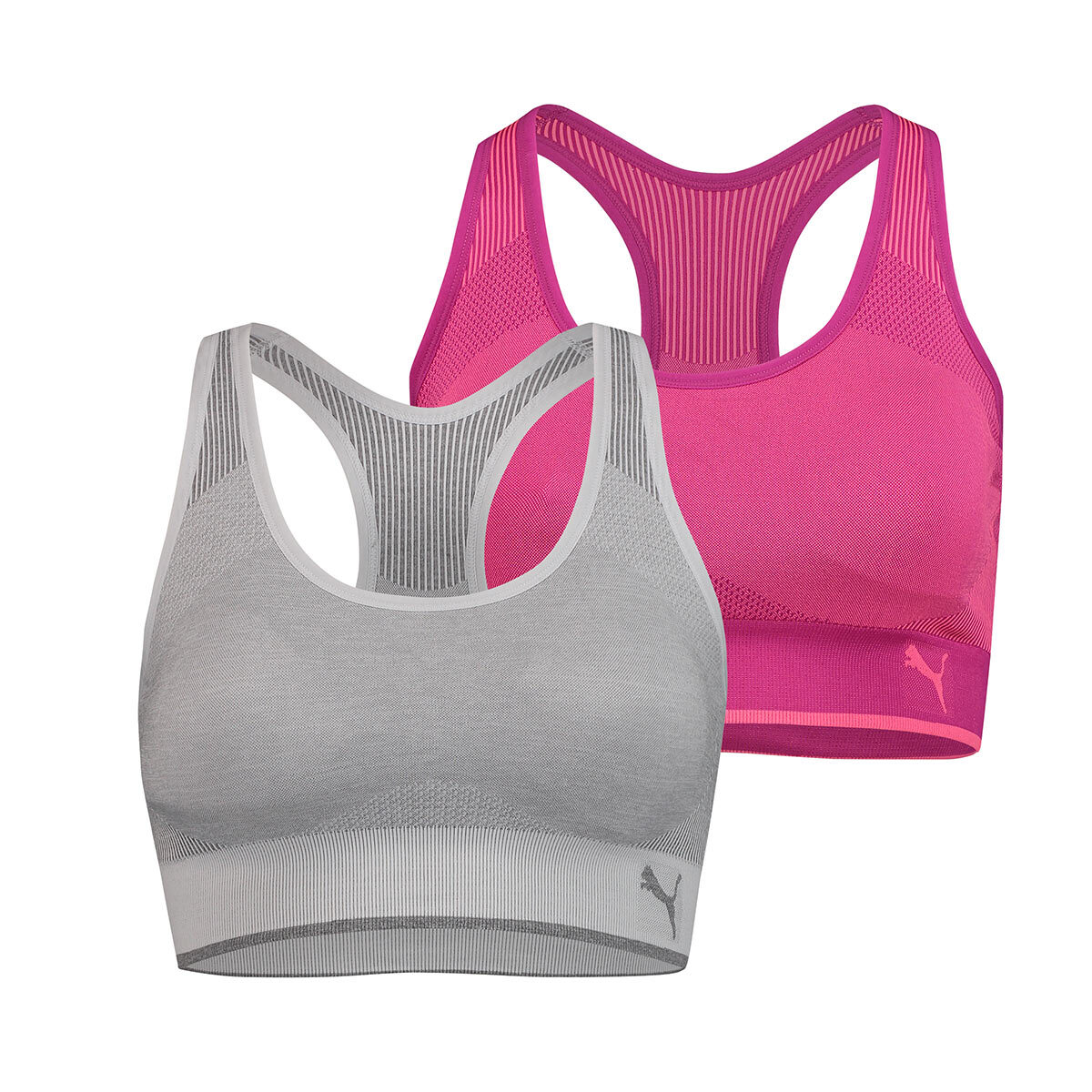 Puma Women's Performance Seamless Sports Bra, 2 Pack in 2 Colours and 4 Sizes