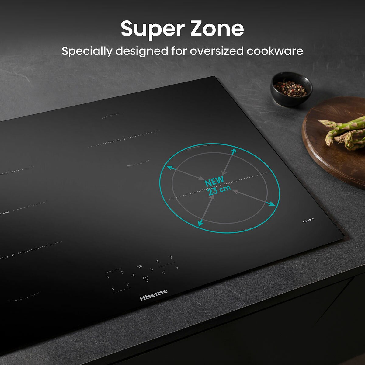 Hisense Hi6 HI8421BSC 80cm Induction Hob with Bridge Zone, in Black