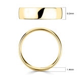 6.0mm Basic Light Court Wedding band. 18ct Yellow Gold