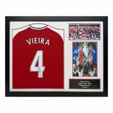 Patrick Vieira Signed Framed Arsenal Retro Football Shirt