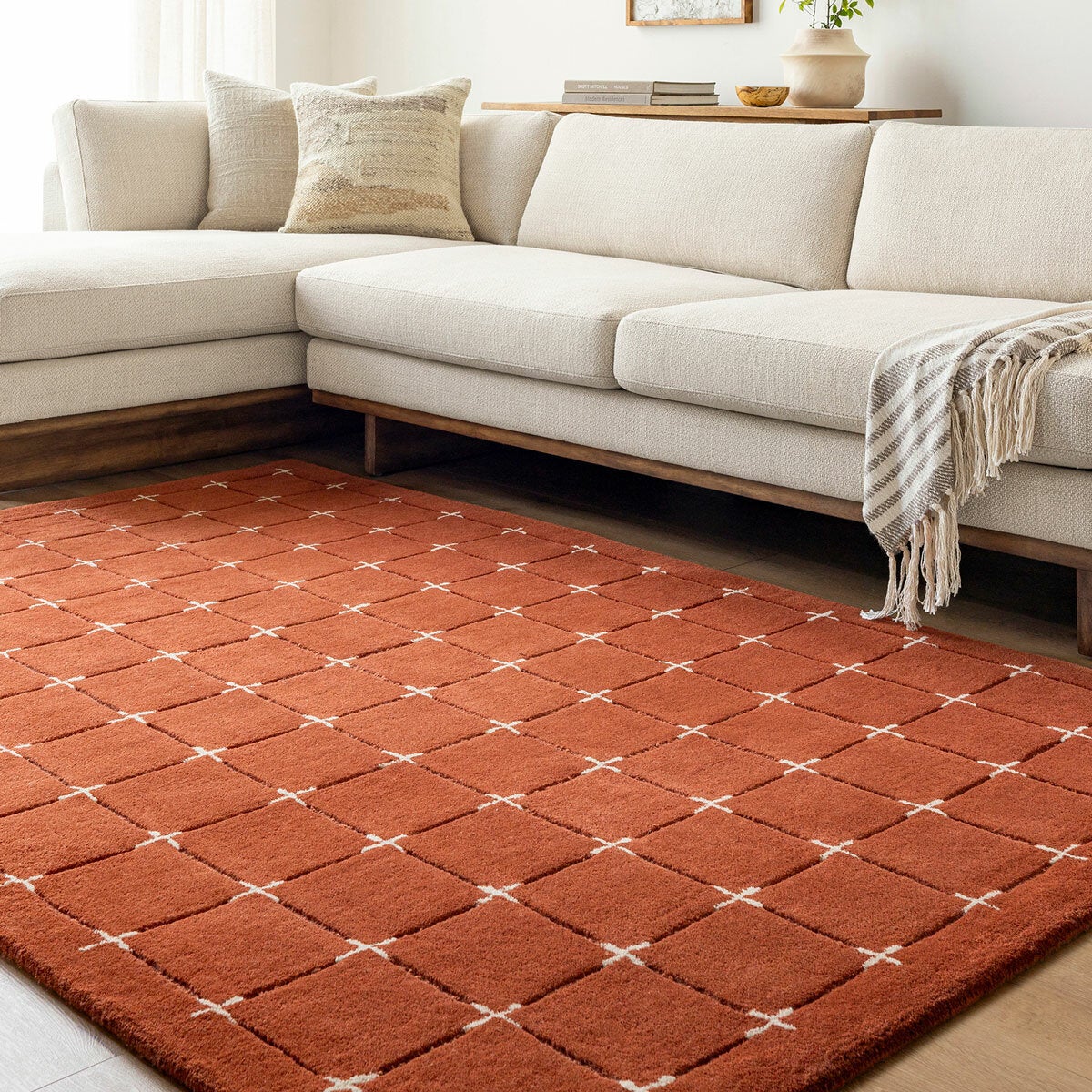 Livabliss Brook Orange Wool Rug, In 2 Sizes Livabliss Brook Orange Wool Rug, In 2 Sizes