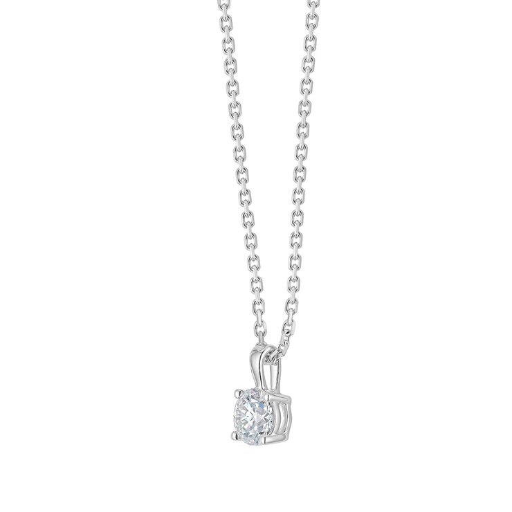 1.00ct Round Brilliant Cut Diamond Solitaire Pendant, 18ct White Gold 1.00ct Round Brilliant Cut Diamond Solitaire Pendant, 18ct White Gold