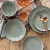 Over & Back Stoneware Dinnerware Set, 16 Piece in Sage Green Over & Back Stoneware Dinnerware Set, 16 Piece in Sage Green