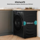 Hisense KitchenFit 5i Series WD5I1045BBQ, 10.5kg / 6kg Washer Dryer, D Rated in Black