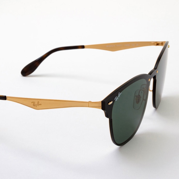 RayBan Black and Gold Sunglasses with Green Lenses, RB3576N 043/71