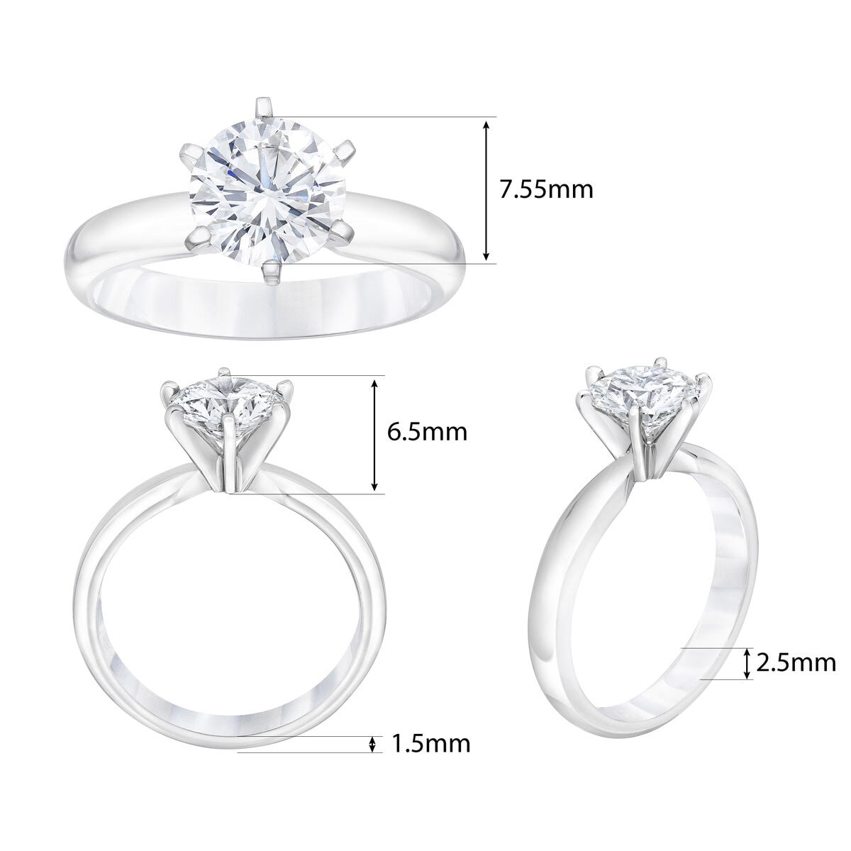 1.00ct Round Brilliant Cut Diamond Solitaire Ring Platin