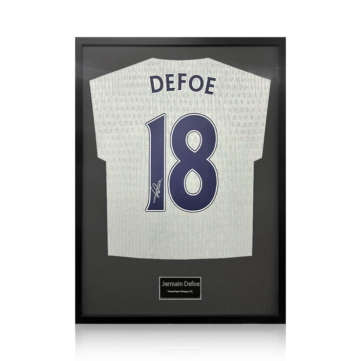 Jermain Defoe Signed Framed Spurs Football Shirt in 2 Options: White or Black Mount Jermain Defoe Signed Framed Spurs Football Shirt in 2 Options: White or Black Mount