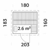 Eir (2,6m2 | 2,2x1,8m |44mm) Compact Garden Sauna Set Eir (2,6m2 | 2,2x1,8m |44mm) Compact Garden Sauna Set