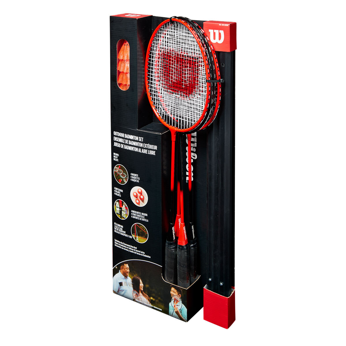 Carry Bag Net & Pole 4 Rackets 4 Shuttlecocks Wilson Outdoor Badminton Kit 