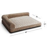 Kirkland Signature L Shaped Bolster Pet Bed, 42" x 36" in Tan Striped