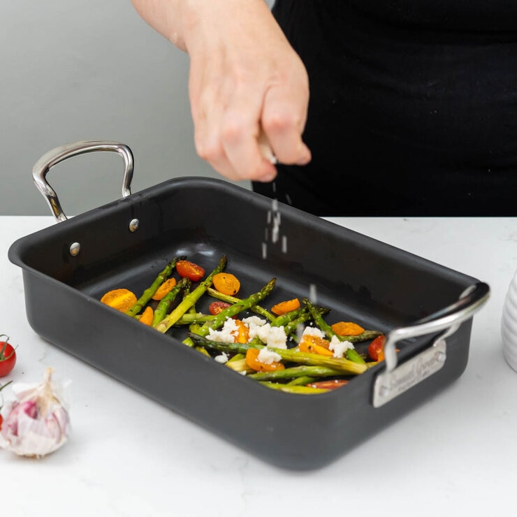 Samuel Groves Mermaid Hard Anodised 14" Hard Anodised Roasting Dish with Cast Handles Samuel Groves Mermaid Hard Anodised 14" Hard Anodised Roasting Dish with Cast Handles