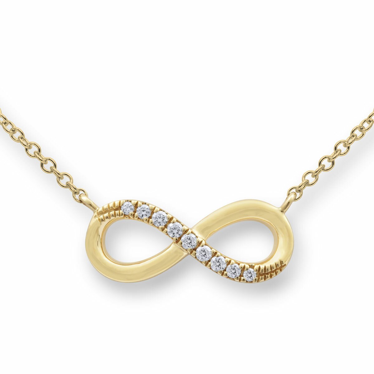 0.06ctw Round Brilliant Cut Diamond Infinity Necklace, 14ct Yellow Gold