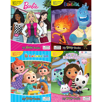 My Busy Books in 4 Options: Barbie, Cocomelon, Gabby's Dollhouse or Elemental