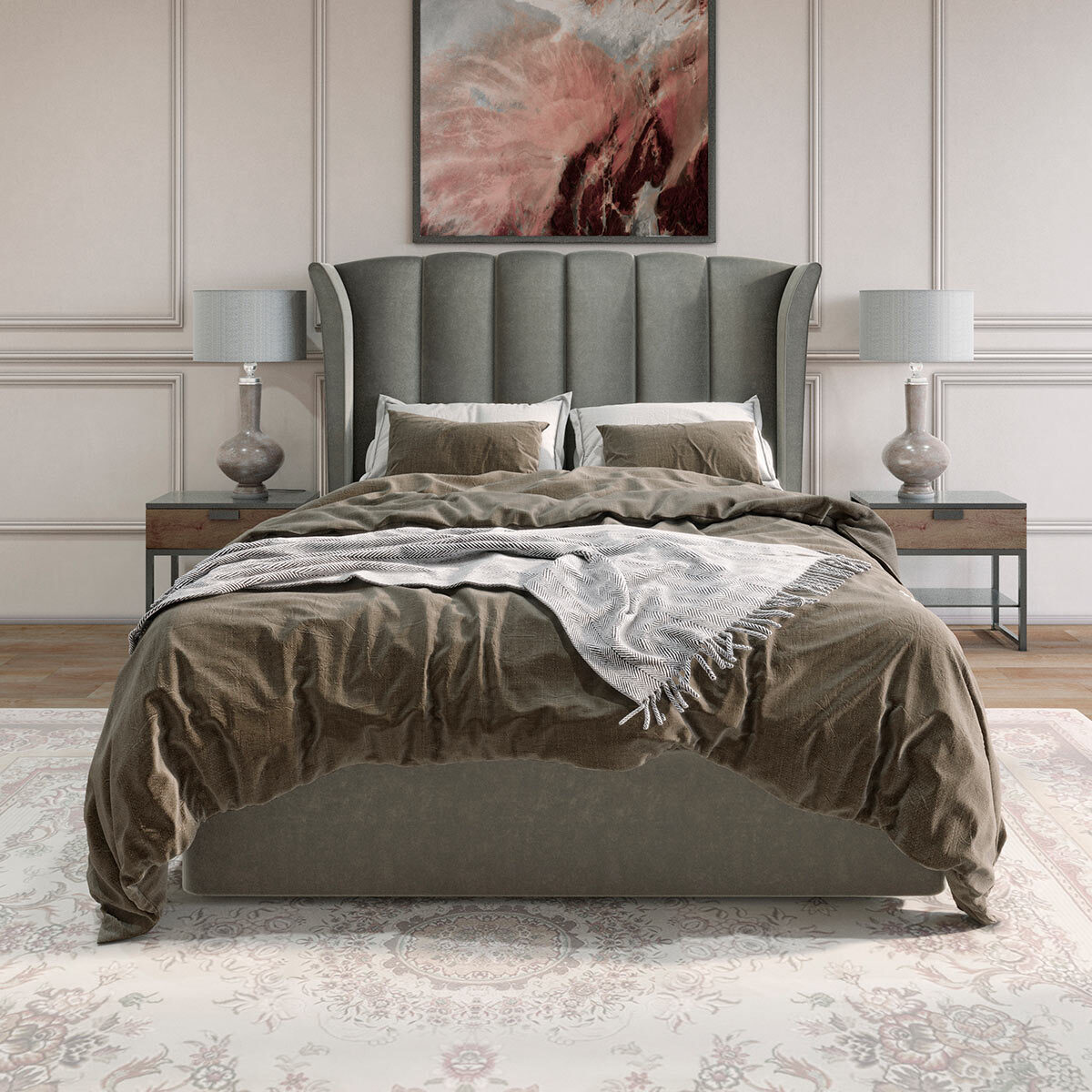 Isabella Grey Velvet Ottoman Bed Frame King Costco UK