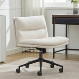 Elle Decor Gracie Criss-Cross Wide Office Chair, Cream