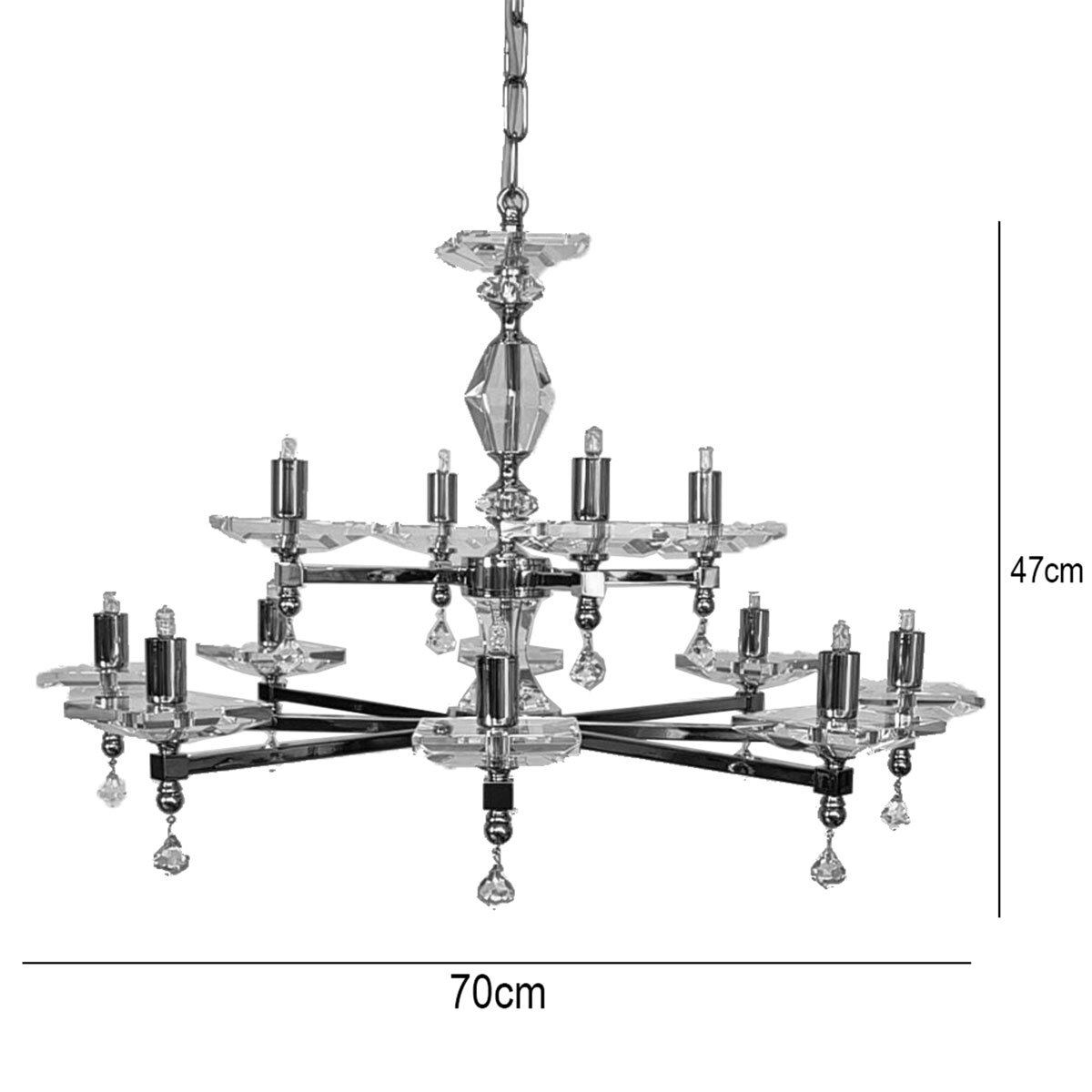 Dimensions of Impex Boston 12 Light Optic Glass Chandelier