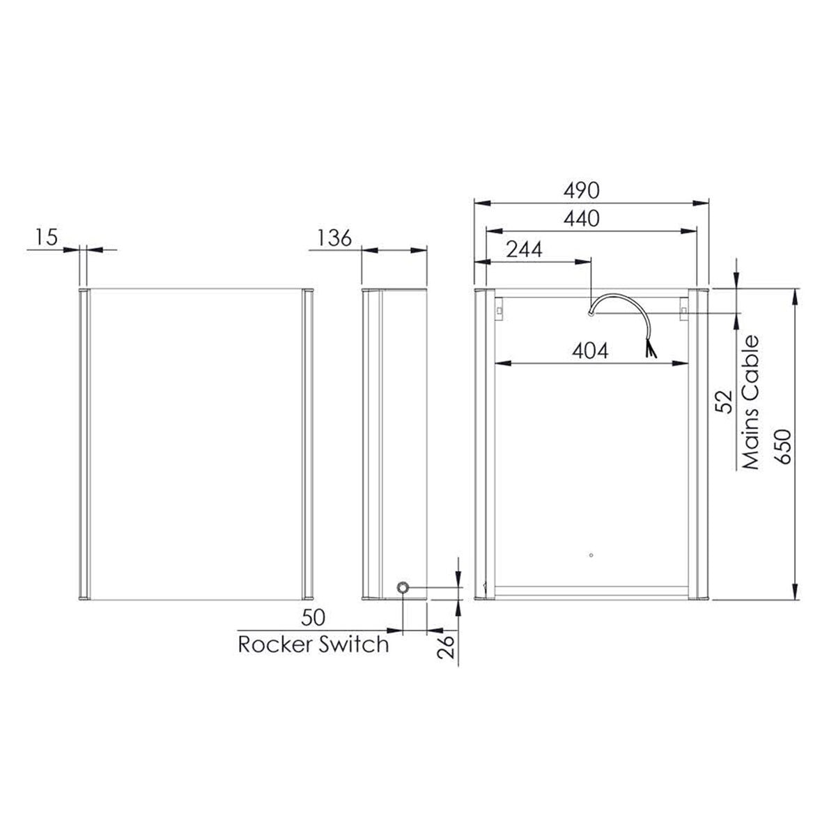 Line drawing of cabinet wih dimensions