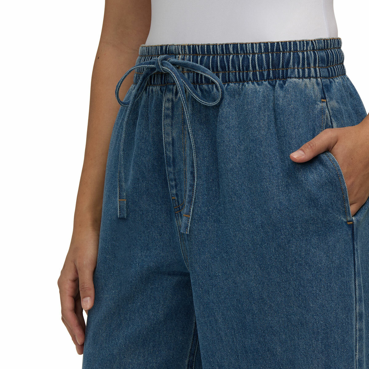 Teddi Rose Wide Leg Denim Pull on Pant in Blue
