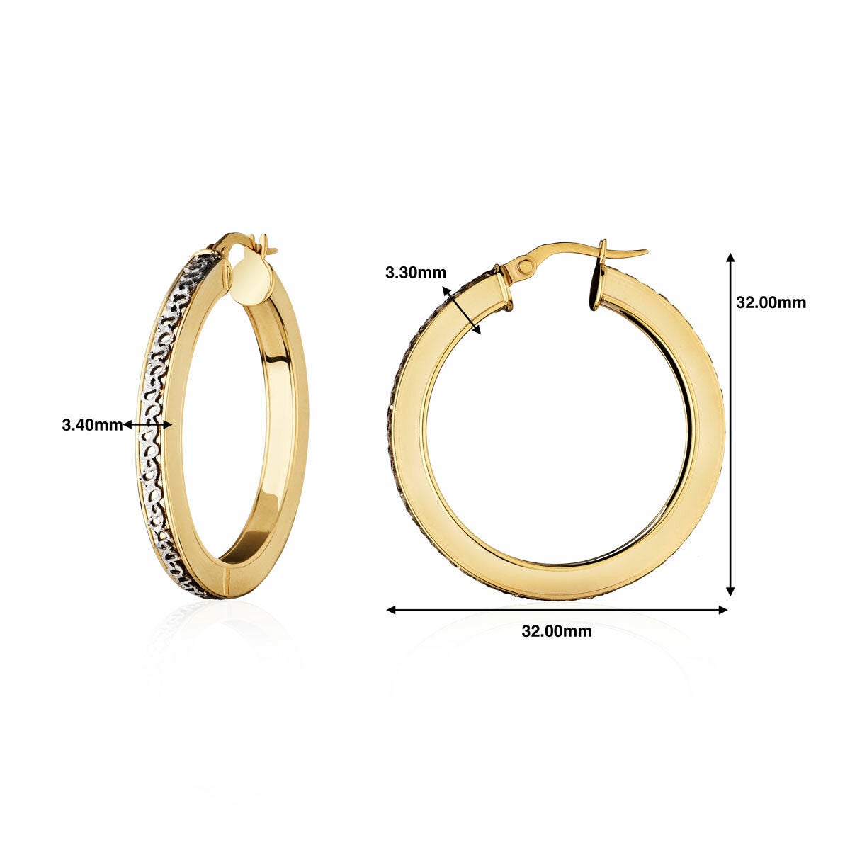 14ct Two Tone Gold Textured Hoop Earrings 14ct Two Tone Gold Textured Hoop Earrings