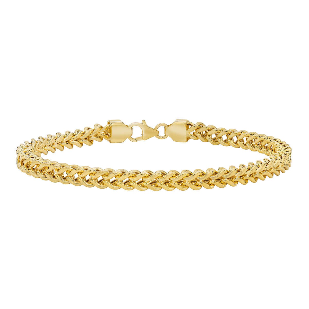 thumbnail interactive-video image 1 of Pure Luxe 8.5” Stainless Steel Braided Franco Chain Bracelet – 6mm, Gold Ion Plated, Men's 1 of 4