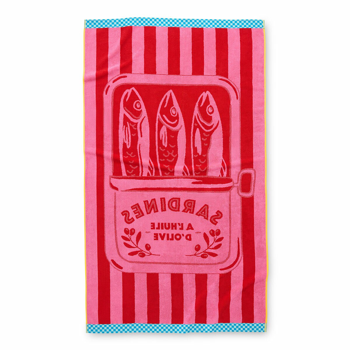 Oversized 100% Cotton Pink Sardine Beach Towel