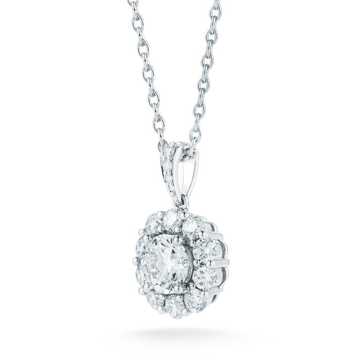 1.60ctw Round Brilliant Cut Diamond Pendant, 14ct White Gold Costco UK