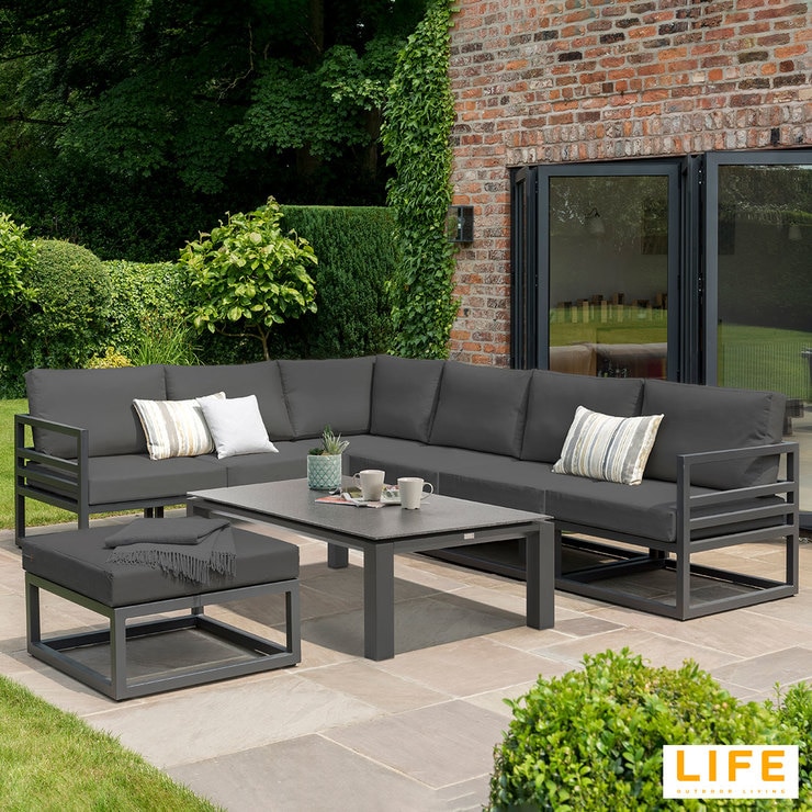 LIFE Outdoor Living Albury Aluminium 3 Piece Corner Seating Set Costco UK