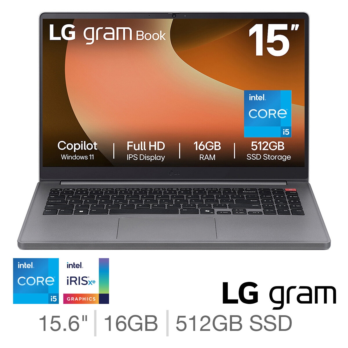LG gram Book, Intel Core i5, 16GB RAM, 512GB SSD, 15.6 Inch Laptop, 15U50T-G.AA56A1 LG gram Book, Intel Core i5, 16GB RAM, 512GB SSD, 15.6 Inch Laptop, 15U50T-G.AA56A1