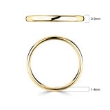 2.0mm Basic Light Court Wedding band. 18ct Yellow Gold