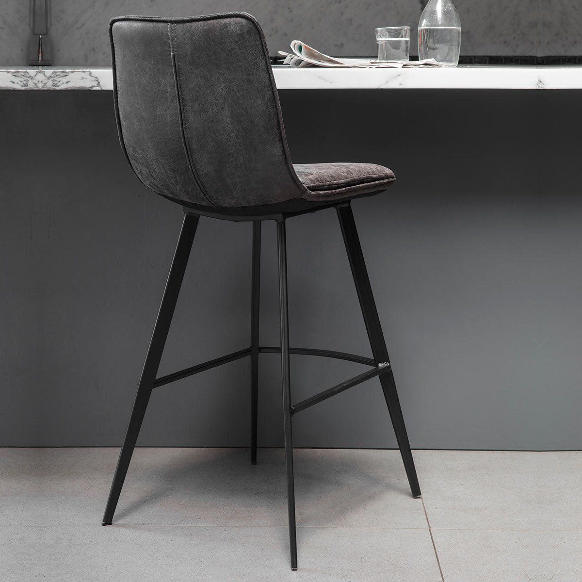 gallery palmer grey faux leather bar stool 2 pack  costco uk