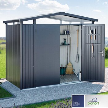 Biohort Panorama P4 9ft x 9ft 1" (2.7 x 2.8m) Double Door Steel Shed in 2 Colours