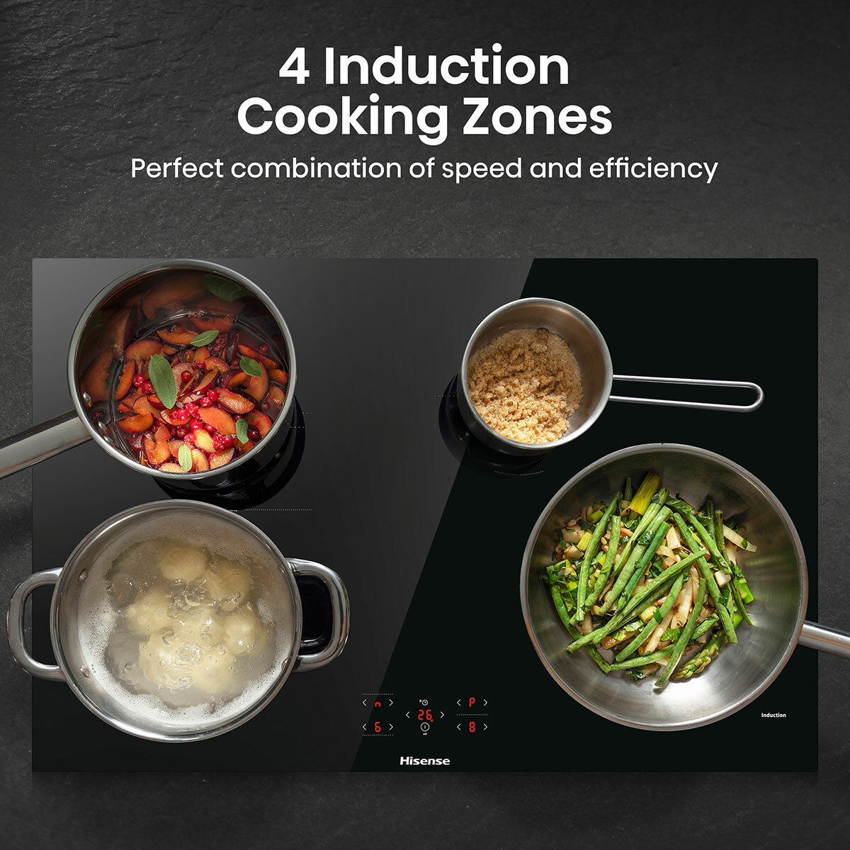 Hisense Hi6 HI8421BSC 80cm Induction Hob with Bridge Zone, in Black