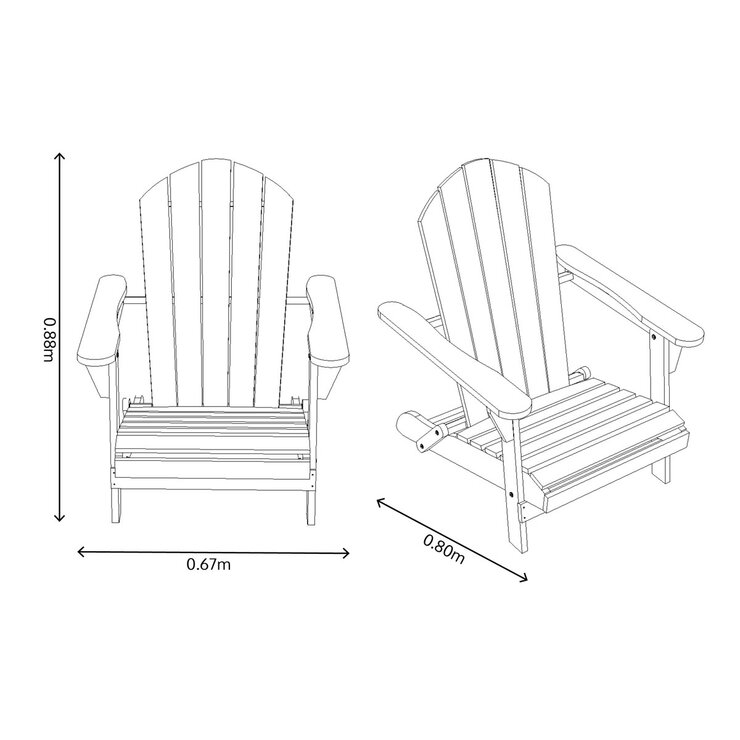 Zest Jasmine Folding Acacia Wood Adirondack Chair in 2 Colours - Set of 2