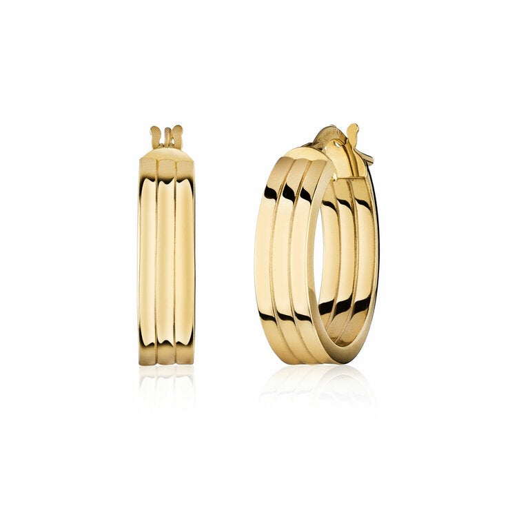 14ct Yellow Gold Tri Hoop Earrings 14ct Yellow Gold Tri Hoop Earrings
