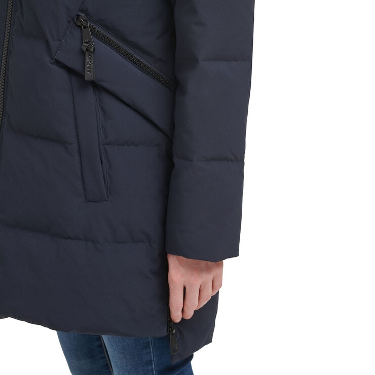 DKNY Women's Long Down Puffer Coat in Navy DKNY Women's Long Down Puffer Coat in Navy