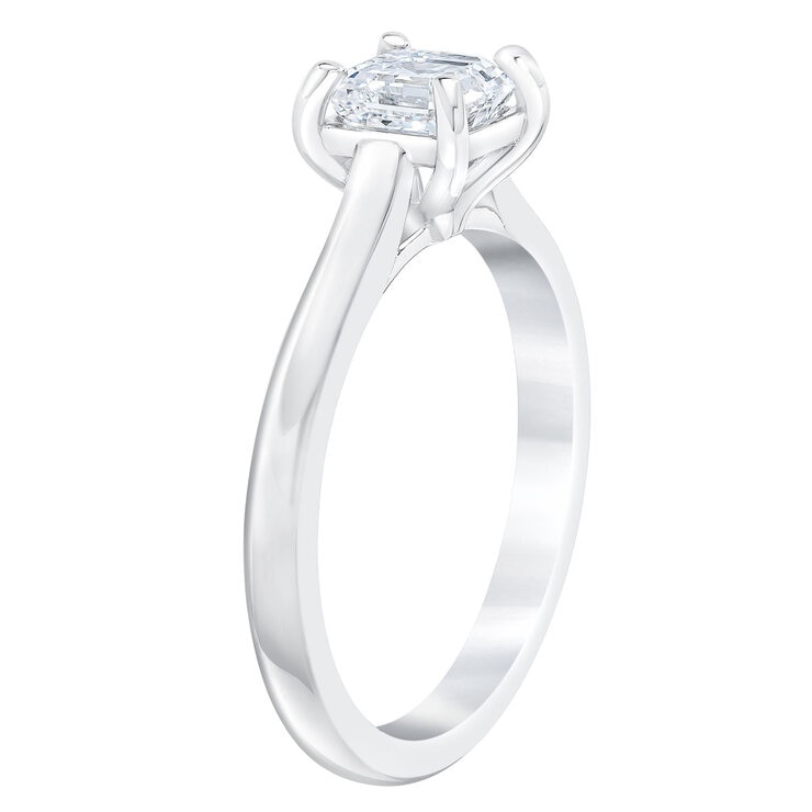 1.00ct Asscher Cut Diamond Solitaire Ring, Platinum
