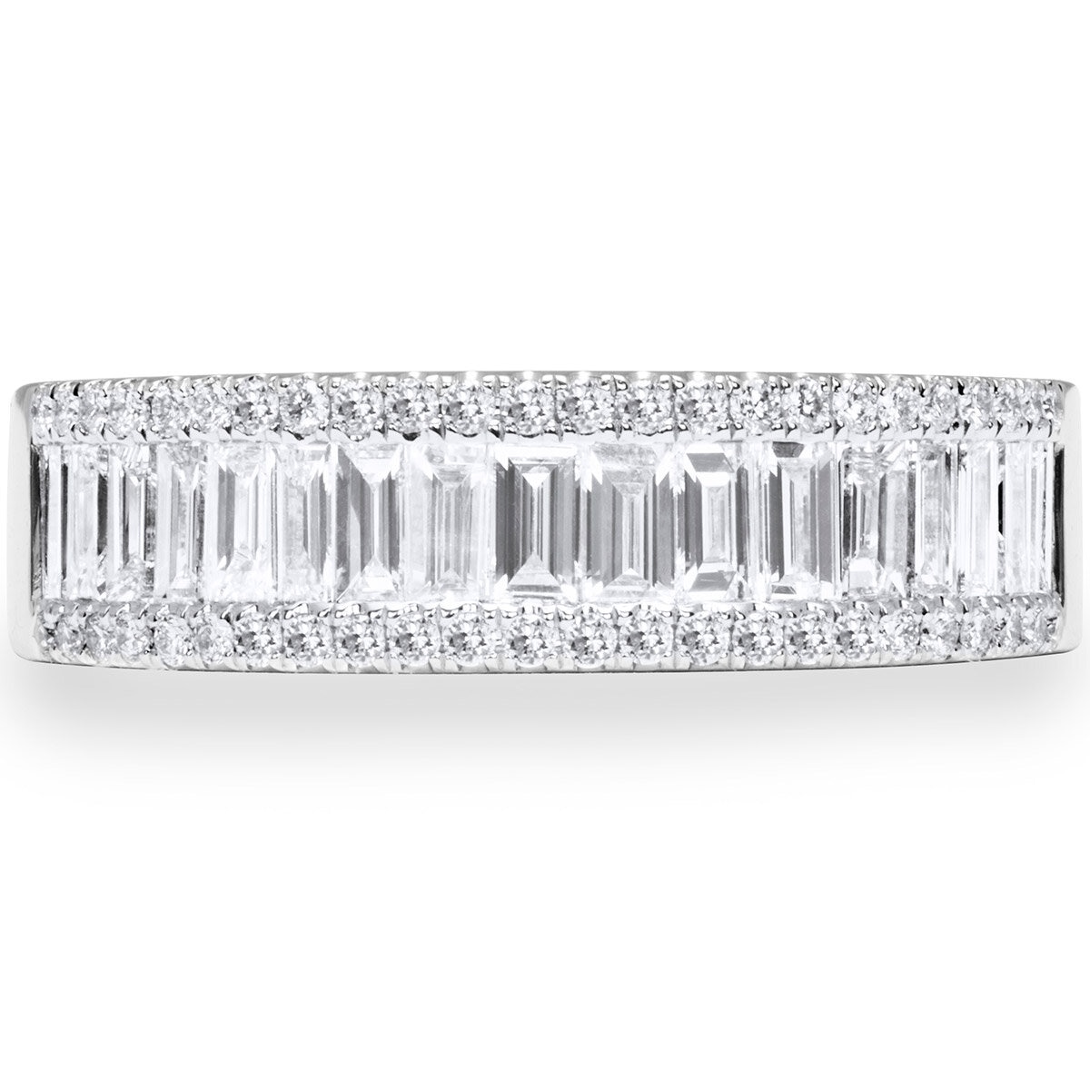 1.00ctw Baguette & Round Brilliant Cut Diamond Ring, 18ct White Gold