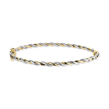 14ct Two Tone Gold Twisted Bangle